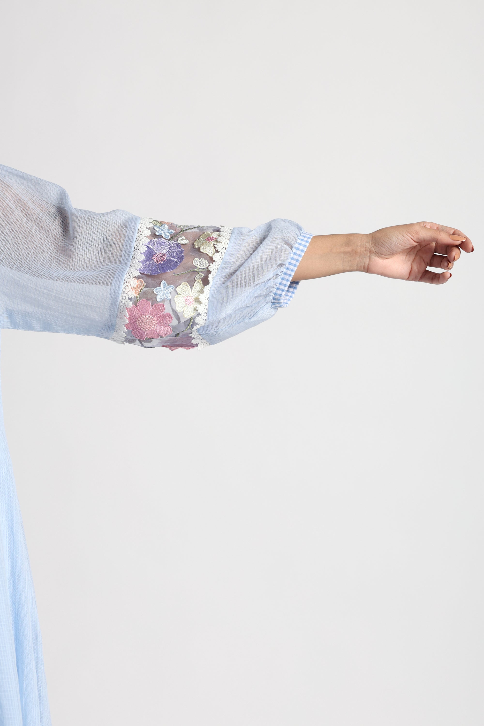 Checkered Kota Doria Patchwork A-Line dress