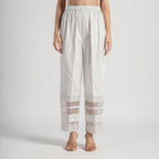 Checkered Kota Doria Patchwork A-Line Long Kurta with Pants