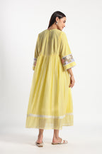 Checkered Kota Doria Patchwork gathered dress