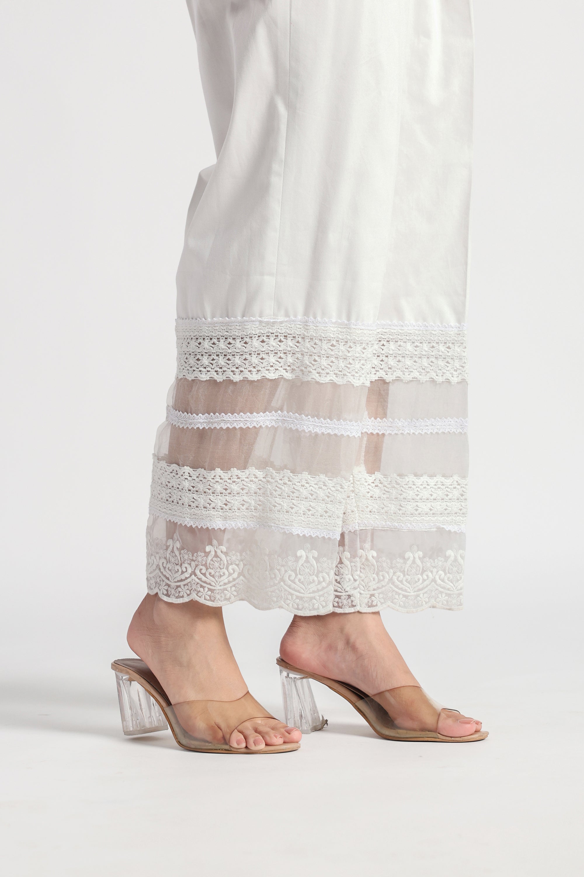 Checkered Kota Doria Patchwork A-Line Long Kurta with Pants