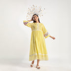 Checkered Kota Doria Patchwork gathered dress