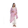 Checkered Kota Doria Patchwork 3 piece A-line short kurta set with pant and dupatta
