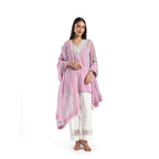 Checkered Kota Doria Patchwork 3 piece A-line short kurta set with pant and dupatta