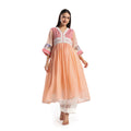 Checkered Kota Doria Patchwork 3 piece Anarkali kurta set with pant and dupatta