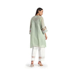 Checkered Kota Doria Patchwork A-Line Kurta with Pants