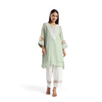 Checkered Kota Doria Patchwork A-Line Kurta with Pants