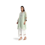 Checkered Kota Doria Patchwork A-Line Kurta with Pants