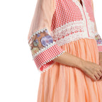 Checkered Kota Doria Patchwork 3 piece Anarkali kurta set with pant and dupatta