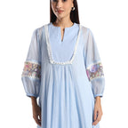 Checkered Kota Doria Patchwork A-Line dress