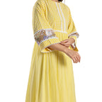 Checkered Kota Doria Patchwork gathered dress