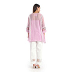 Checkered Kota Doria Patchwork 3 piece A-line short kurta set with pant and dupatta