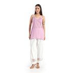 Checkered Kota Doria Patchwork 3 piece A-line short kurta set with pant and dupatta