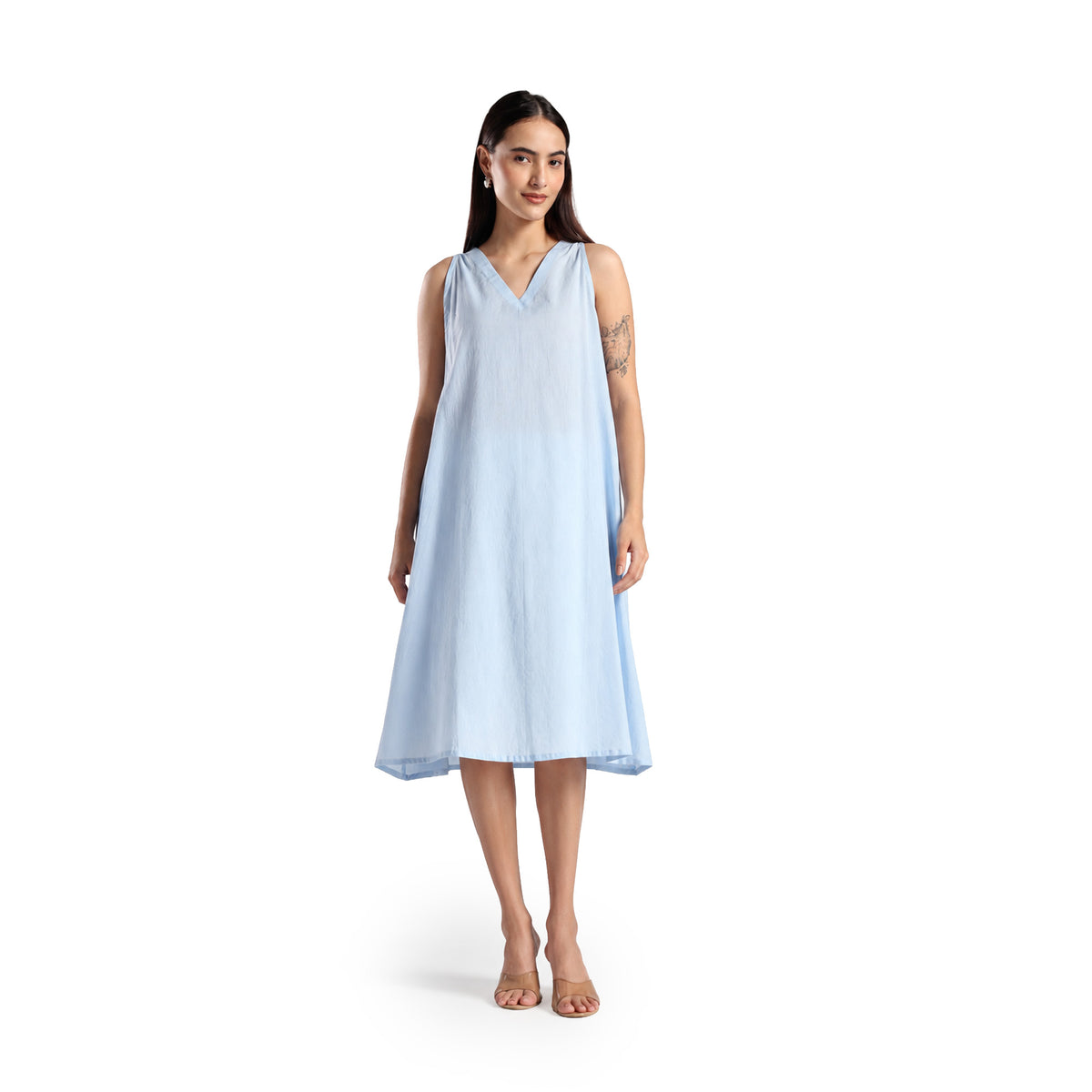 Checkered Kota Doria Patchwork A-Line dress