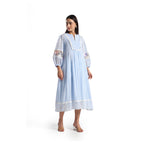 Checkered Kota Doria Patchwork A-Line dress