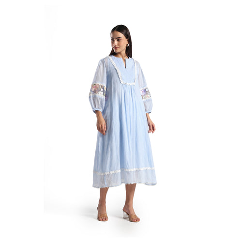 Checkered Kota Doria Patchwork A-Line dress